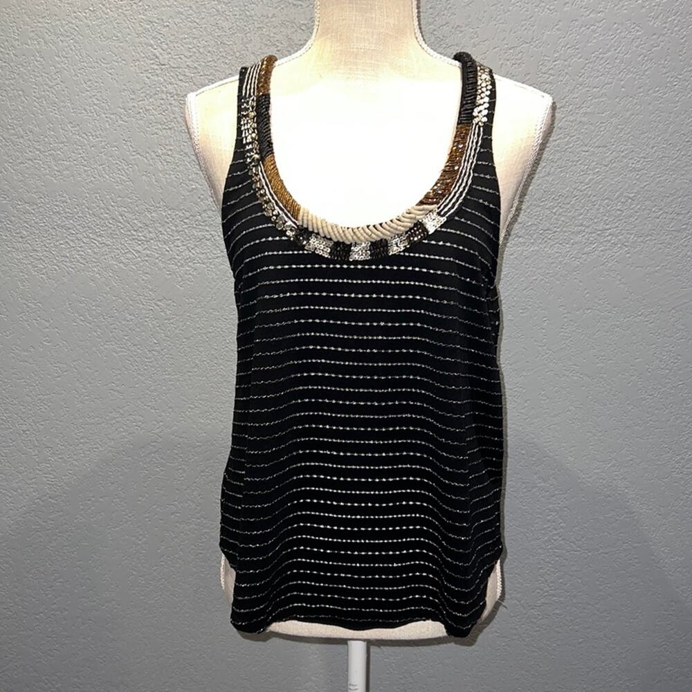 Free People Aztec Louie Split Back Beaded Tank Sz Medium - NWOT